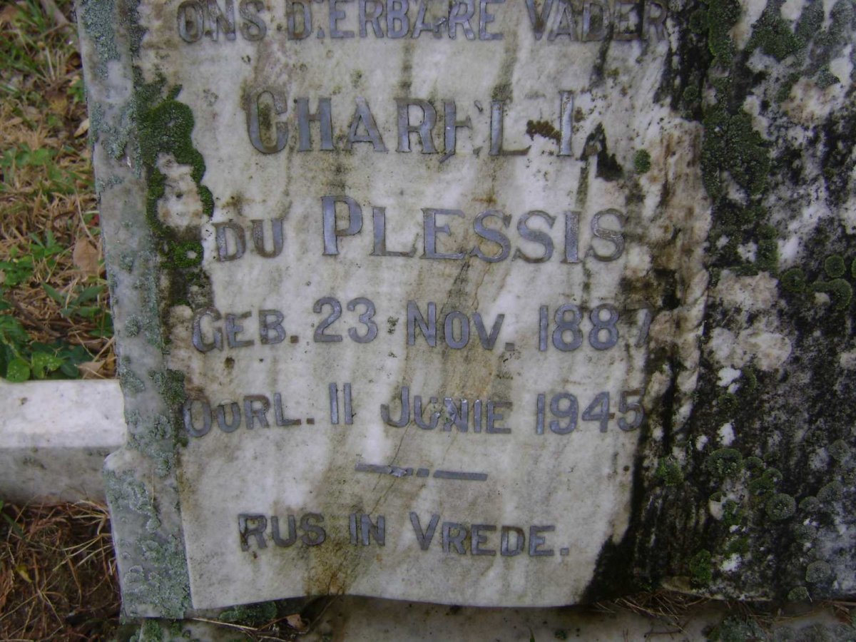 PLESSIS Charel I., du 1887-1945