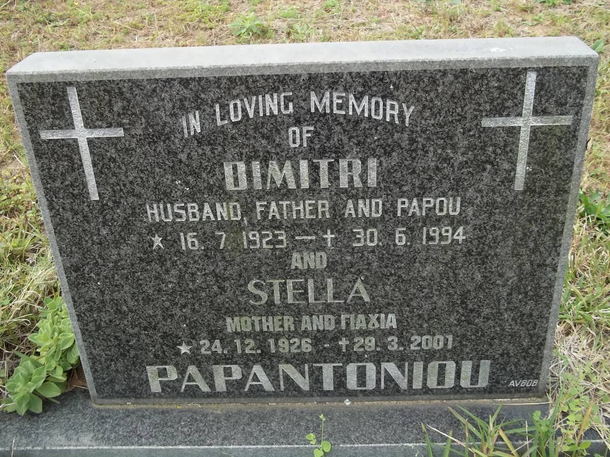 PAPANTONIOU Dimitri 1923-1994 &amp; Stella 1926-2001
