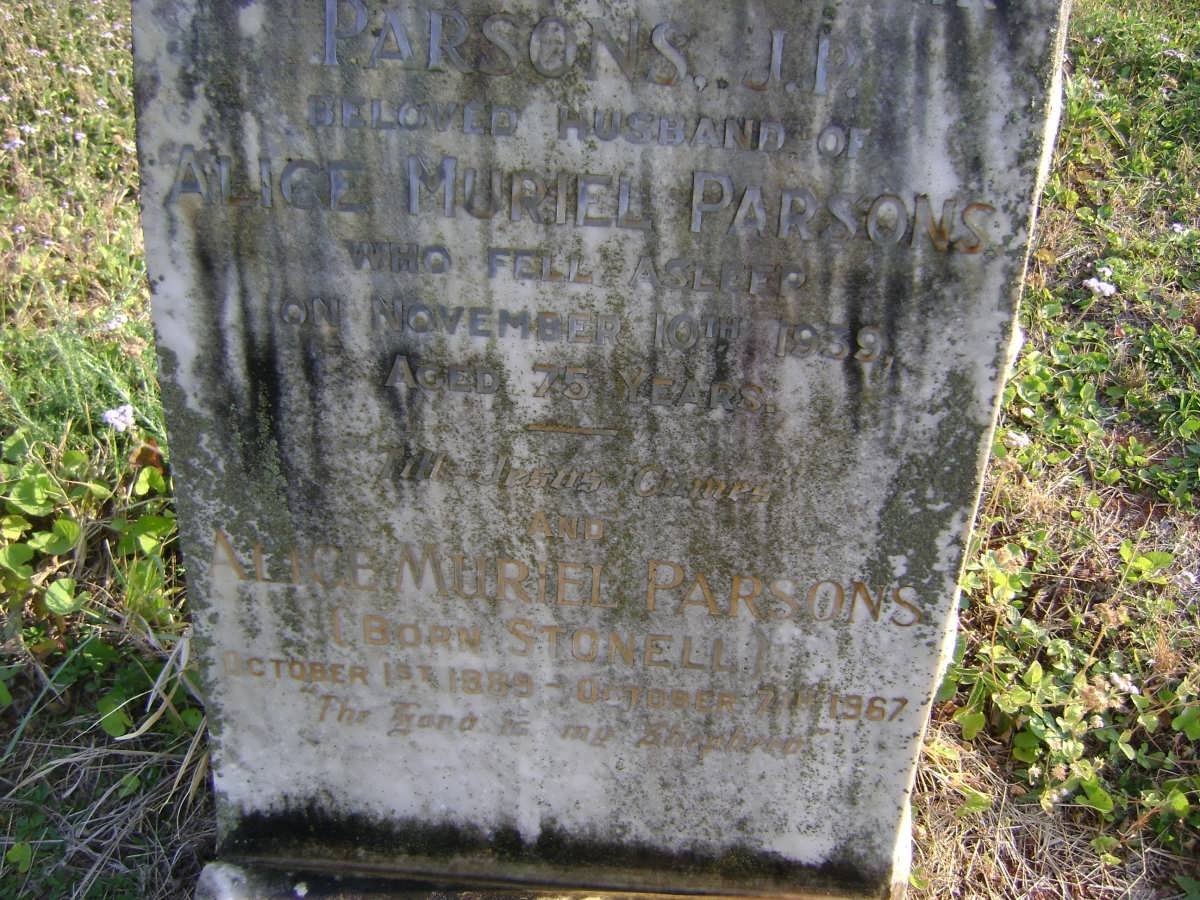 PARSONS Edward Seymour -1959 &amp; Alice Muriel STONELL 1889-1967