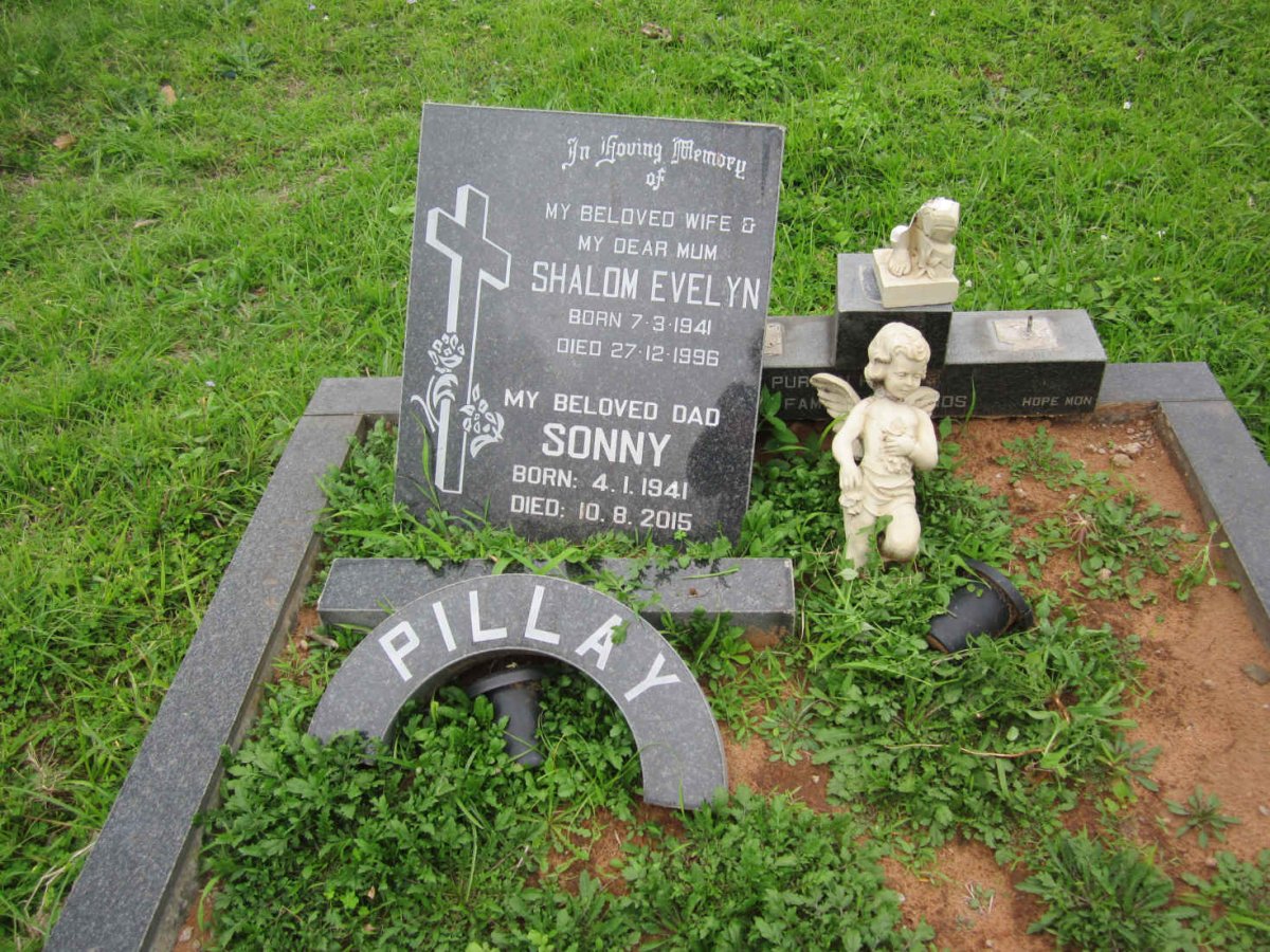 PILLAY Sonny 1941-2015 &amp; Shalom Evelyn 1941-1996