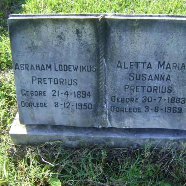 PRETORIUS Abraham Lodewikus 1894-1950 &amp; Aletta Maria Susanna 1883-1969
