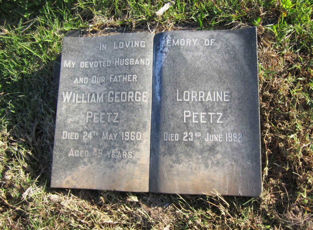 PEETZ William George -1960 &amp; Lorraine -1992