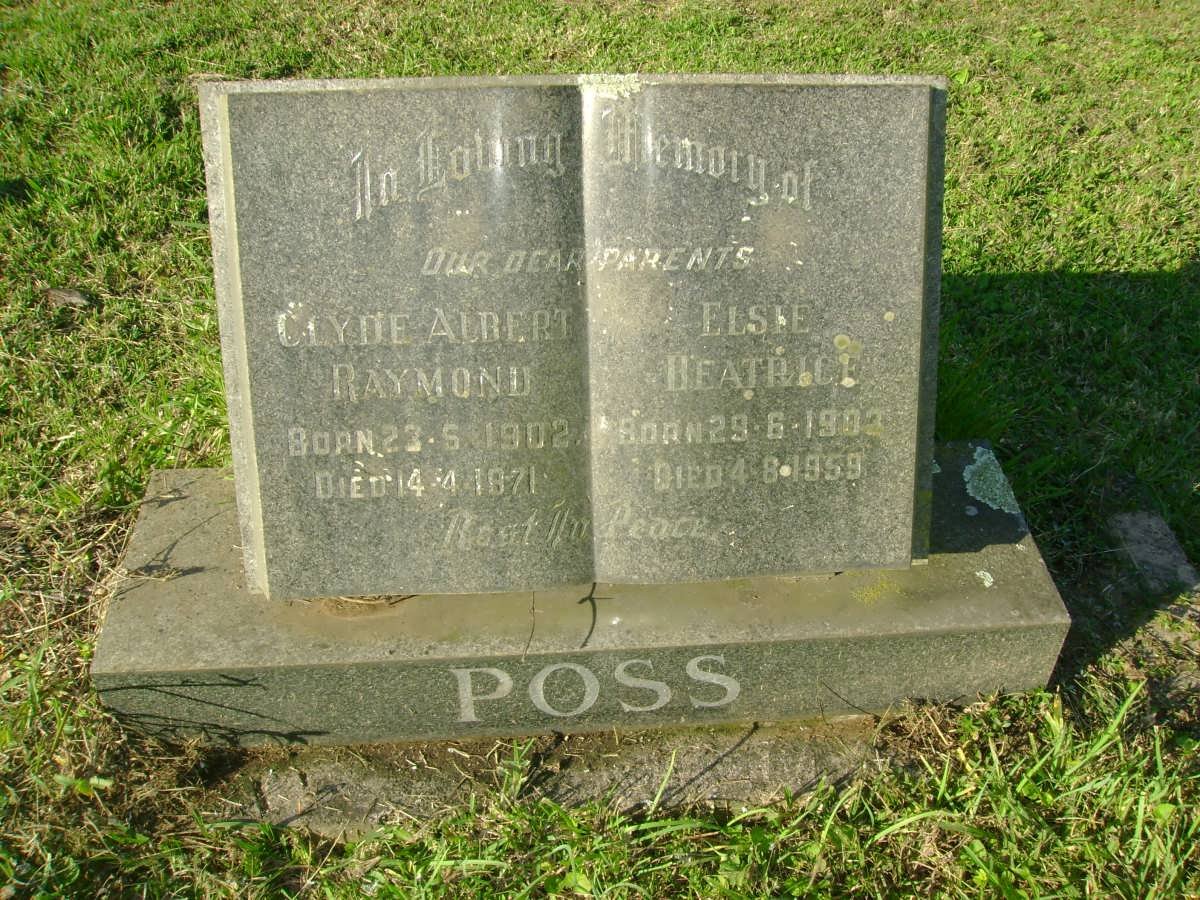 POSS Clyde Albert Raymond 1902-1971 &amp; Elsie Beatrice 1902-1959