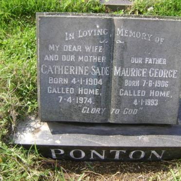 PONTON Maurice George 1906-1993 &amp; Catherine Sade 1904-1974