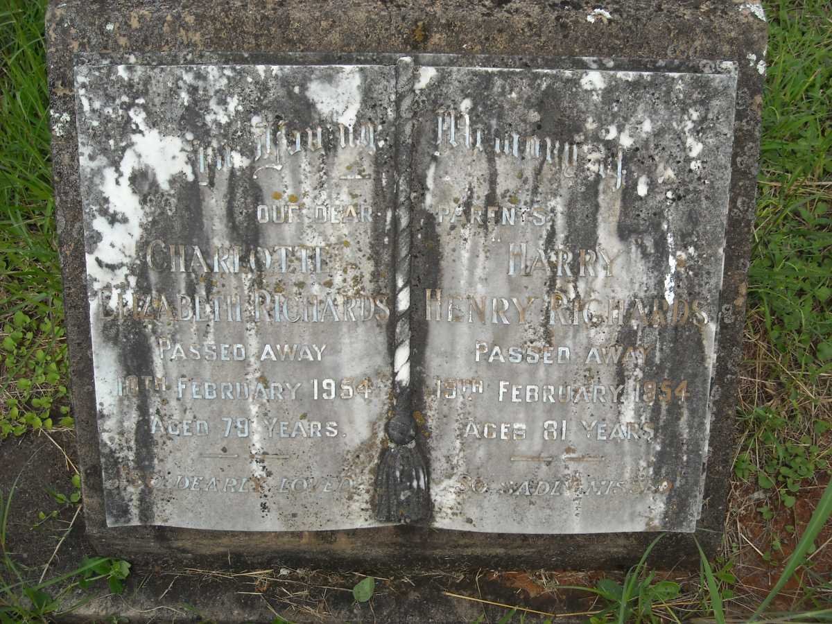 RICHARDS Harry Henry -1954 &amp; Charlotte Elizabeth -1954