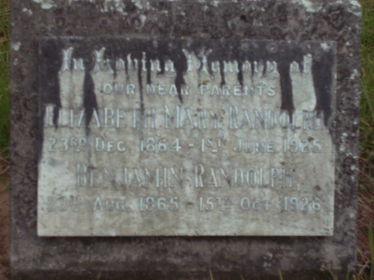 RANDOLPH Benjamin 1865-1926 &amp; Elizabeth Mary 1864-1925
