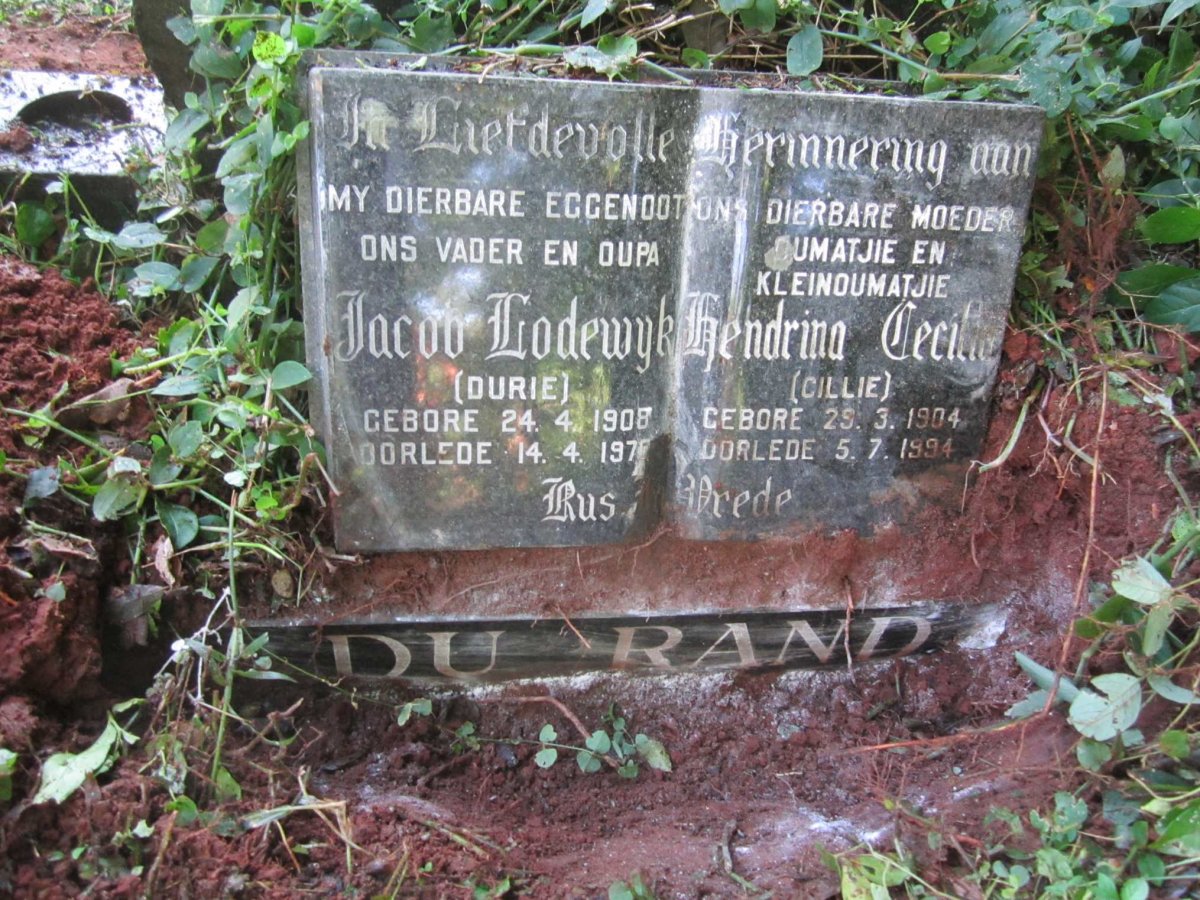 RAND Jacob Lodewyk, du 1908-197? &amp; Hendrina Cecilia 1904-1994