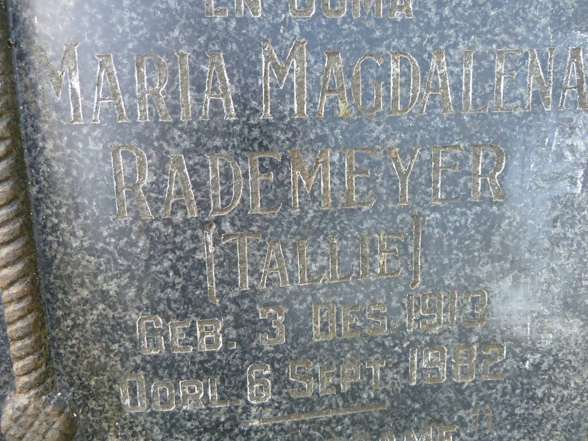 RADEMEYER Ignatius Petrus F. 1909-1965 &amp; Maria Magdalena 1913-1982
