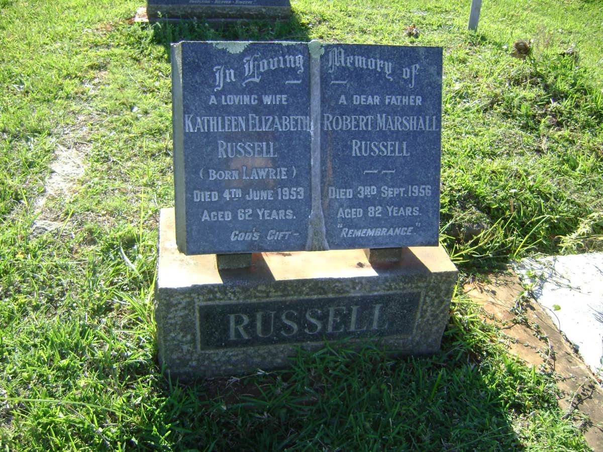 RUSSELL Robert Marshall -1956 &amp; Kathleen Elizabeth LAWRIE -1953