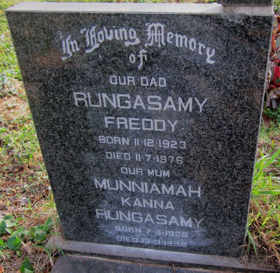 RUNGASAMY Freddy 1923-1976 &amp; Kanna MUNNIAMAH 1926-1998