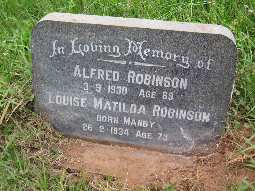 ROBINSON Alfred -1930 &amp; Louise Matilda MANBY -1934