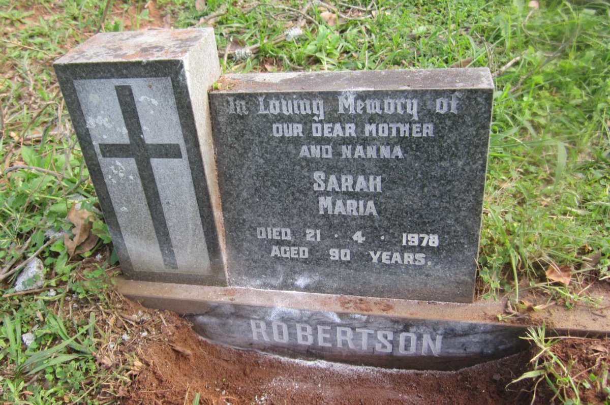 ROBERTSON Sarah Maria -1978