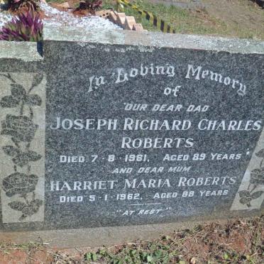 ROBERTS Joseph Richard Charles -1961 &amp; Harriett Maria -1962