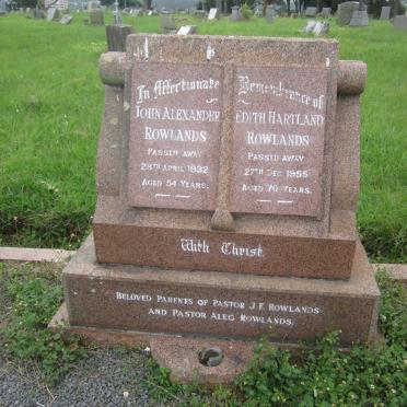 ROWLANDS Alexander -1975 :: ROWLANDS John Alexander -1932 &amp; Edith Hartland -1955 :: ROWLANDS John Francis 1909-1980