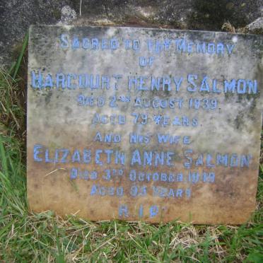 SALMON Harcourt Henry -1939 &amp; Elizabeth Anne -1949