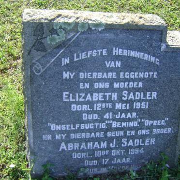 SADLER Elizabeth -1951 :: SADLER Abraham J. -1954