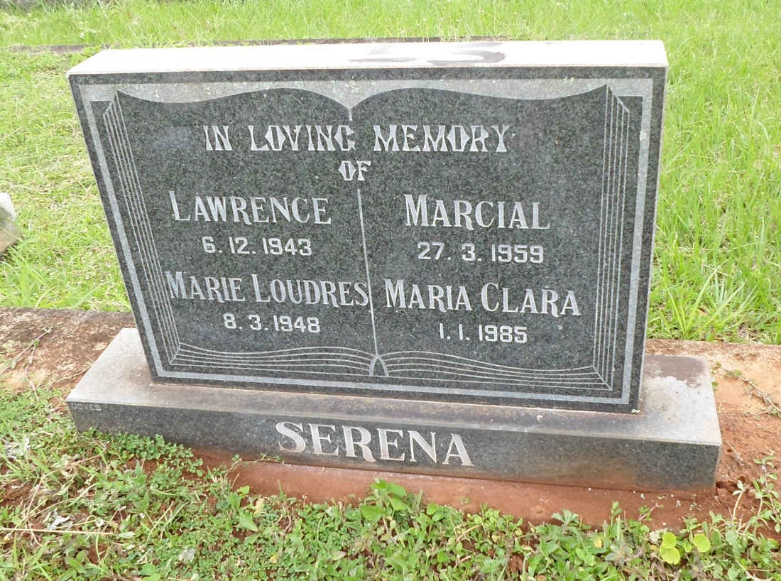 SERENA Lawrence -1943 :: SERENA Marie Loudres -1948 :: SERENA Marcial -1959 :: SERENA Maria Clara -1985