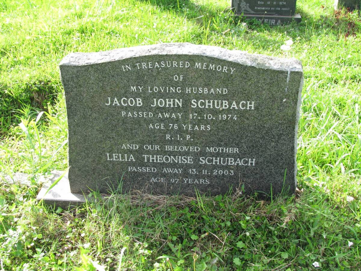 SCHUBACH Jacob John -1974 &amp; Lelia Theonise -2003