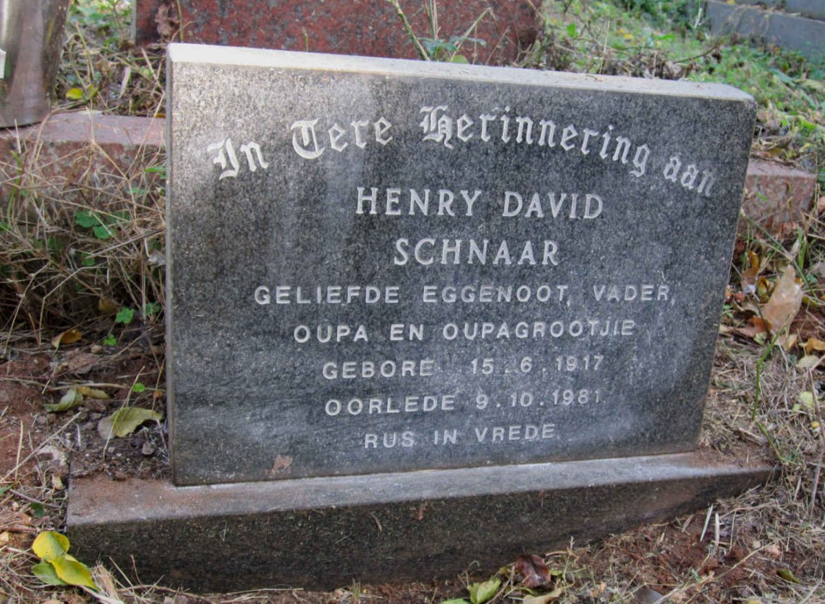 SCHNAAR Henry David 1917-1981