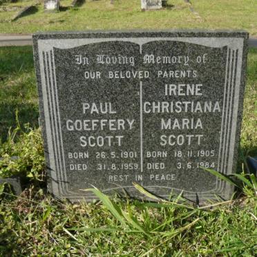 SCOTT Paul Geoffery 1901-1959 &amp; Irene Christiana Maria 1905-1984