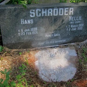 SCHRODER Hans 1899-1971 &amp; Cornelia Hendrika LOUW 1900-1993 :: SCHRODER Con 1925-1977