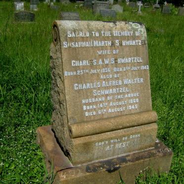 SCHWARTZEL Charles Alfred Walter 1860-1945 &amp; Susannah Martha 1856-1943