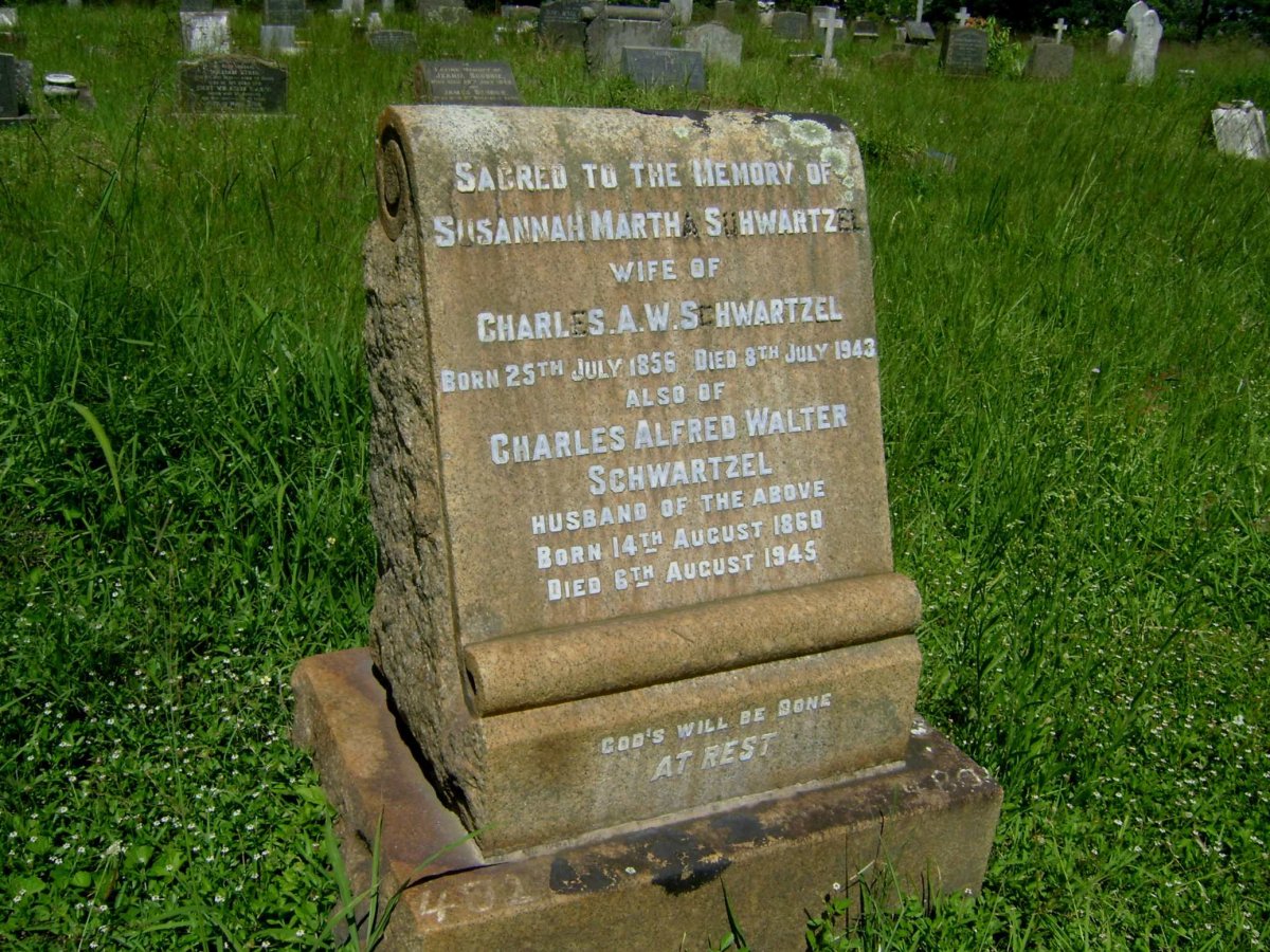 SCHWARTZEL Charles Alfred Walter 1860-1945 &amp; Susannah Martha 1856-1943