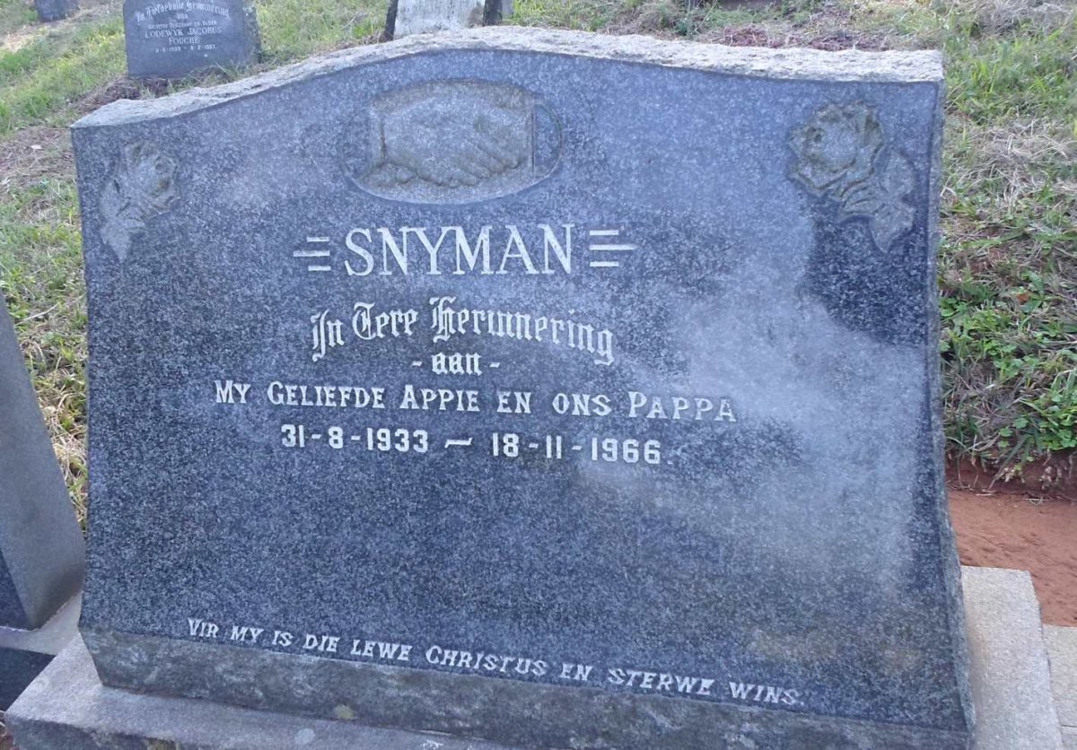 SNYMAN Abraham Jacobus 1933-1966