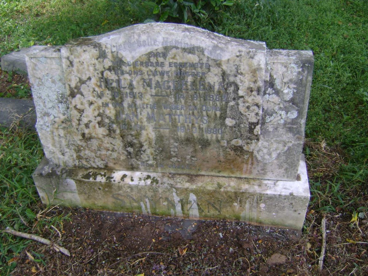 SNYMAN Jan Matthys 1911-1980 &amp; Heila Magdelena 1913-1969