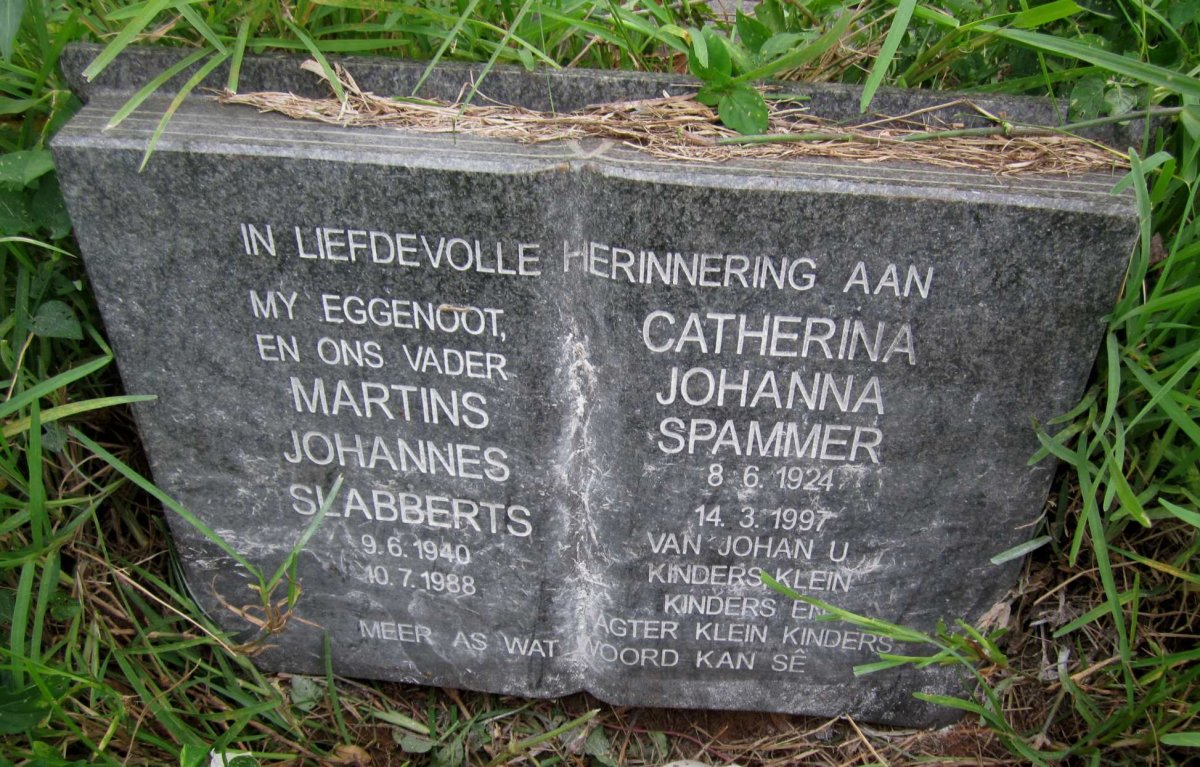 SLABBERTS Martins Johannes 1940-1988 :: SPAMMER Catherina Johanna 1924-1997