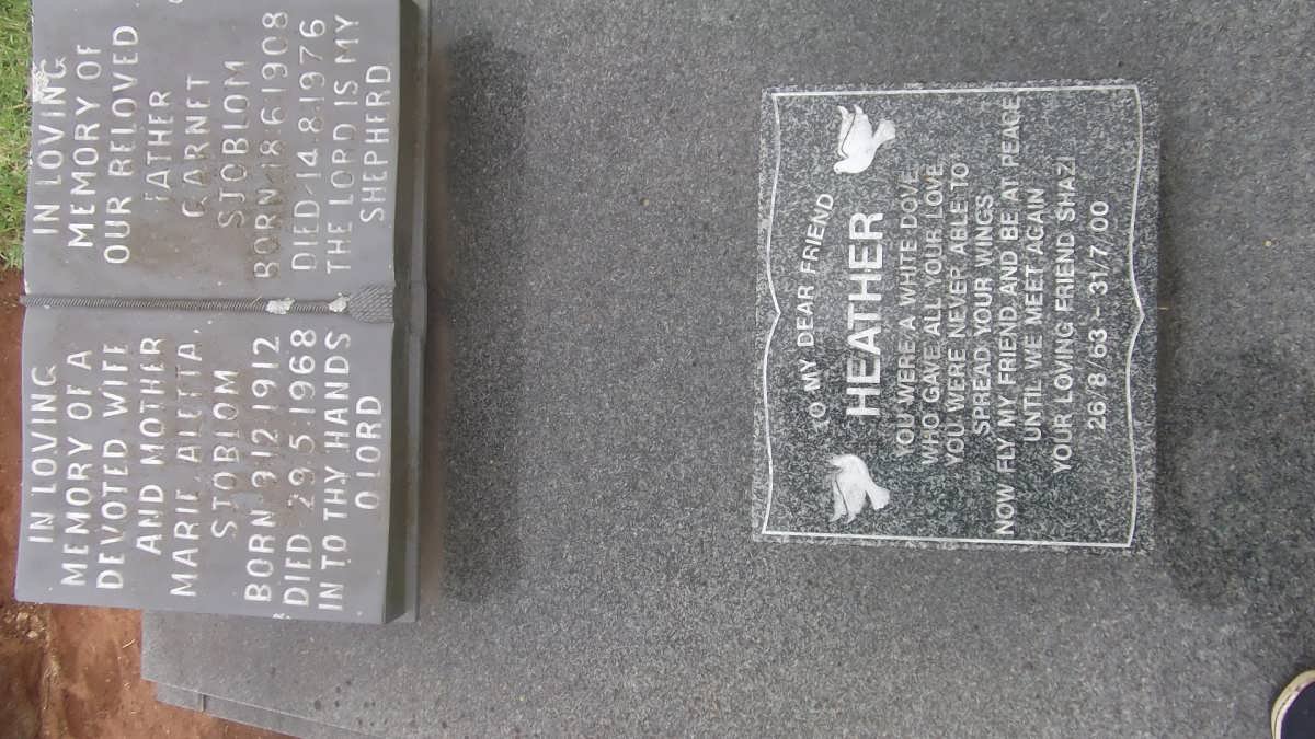 SJÖBLOM Garnet 1908-1976 &amp; Marie Aletta 1912-1968 :: SJÖBLOM Heather 1963-2000