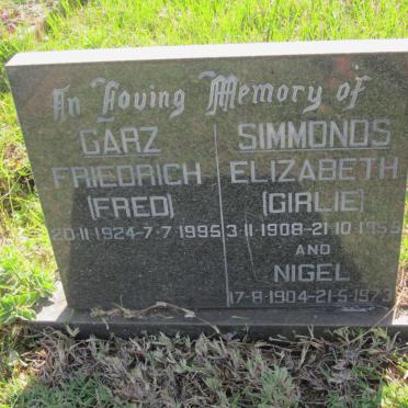 SIMMONDS Nigel 1904-1973 &amp; Elizabeth 1908-1955 :: GARZ Friedrich 1924-1995