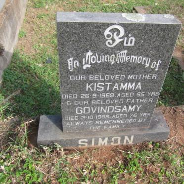 SIMON Govindsamy -1986 &amp; Kistamma -1968