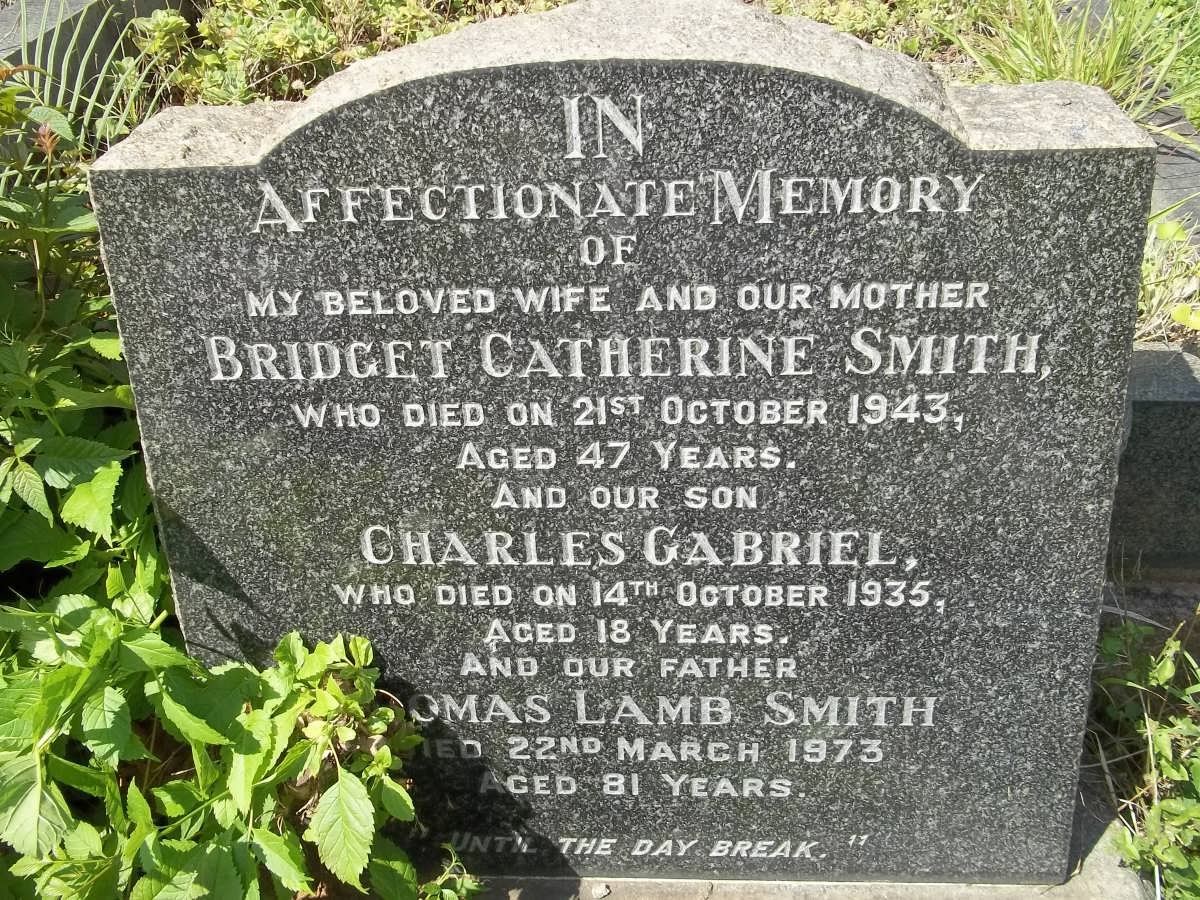 SMITH Thomas Lamb 1973 &amp; Bridget Catherine -1943 :: SMITH Charles Gabriel -1935