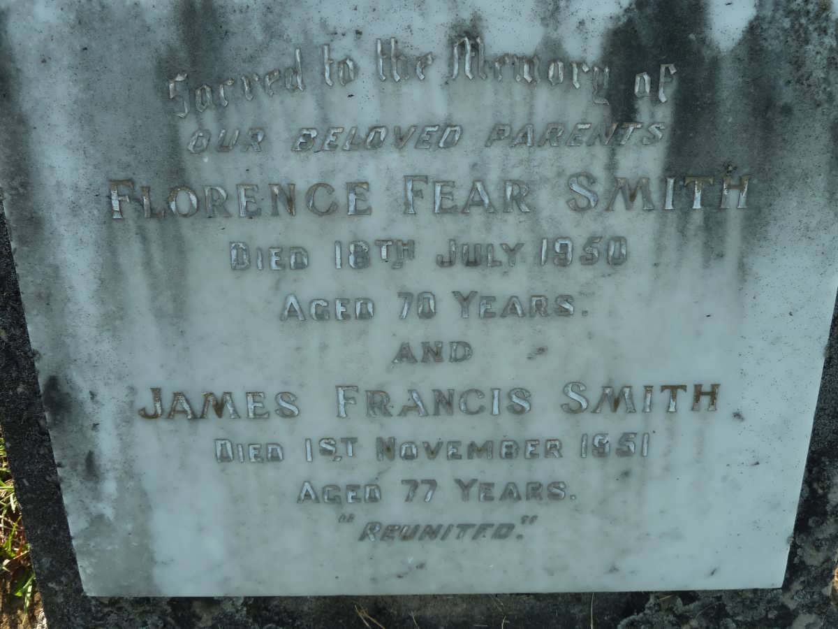 SMITH James Francis -1951 &amp; Florence Fear -1950