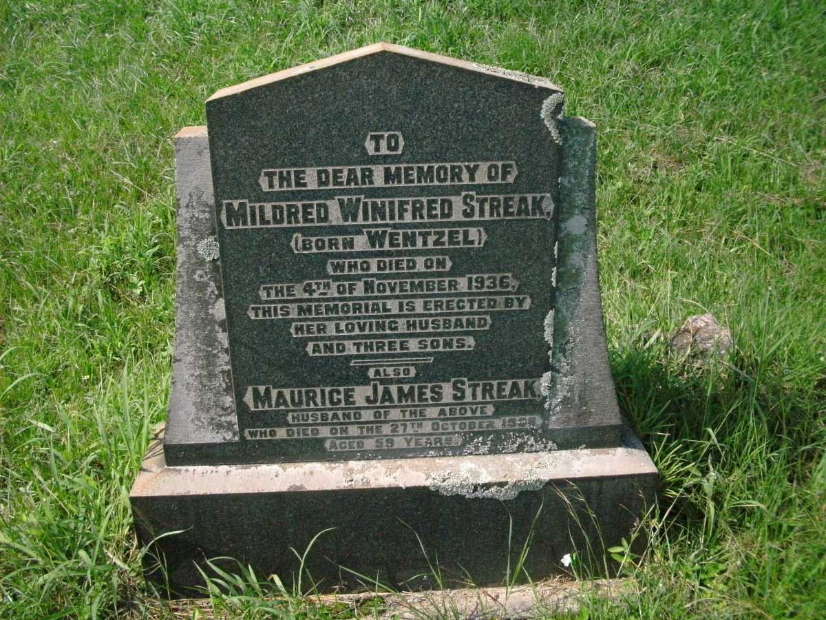 STREAK Maurice James -1938 &amp; Mildred Winifred WENTZEL -1936