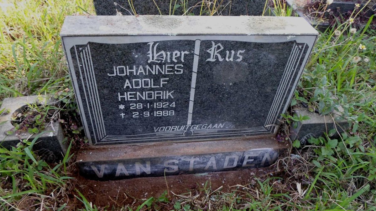 STADEN Johannes Adolf Hendrik, van 1924-1988