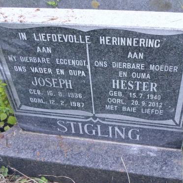 STIGLING Joseph 1936-1987 &amp; Hester 1940-2012