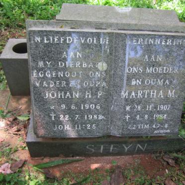 STEYN Johan H.P. 1906-1982 &amp; Martha M. 1907-1984