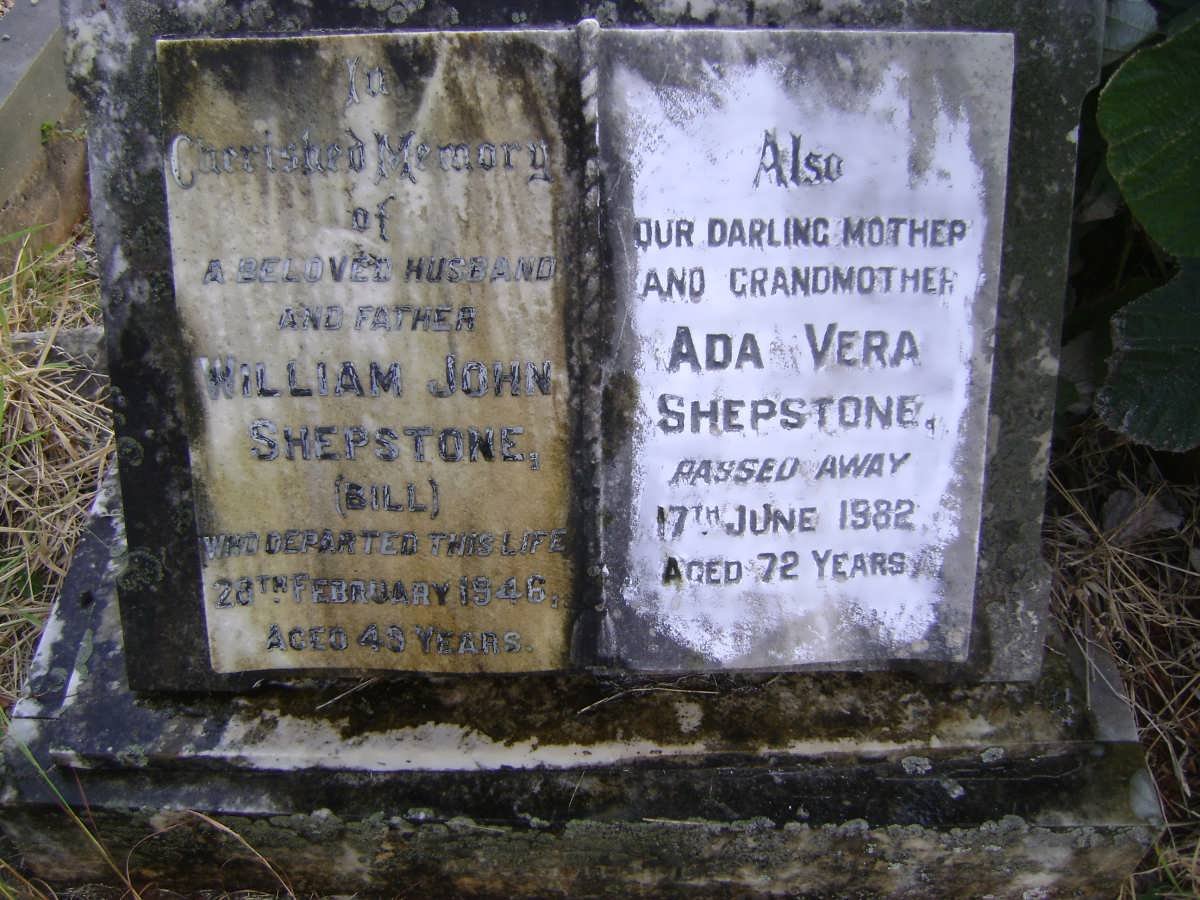 SHEPSTONE William John -1948 &amp; Ada Vera -1982