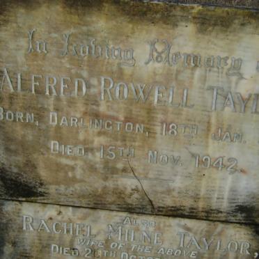 TAYLOR Alfred Rowell 1885-1942 &amp; Rachel Milne -1943