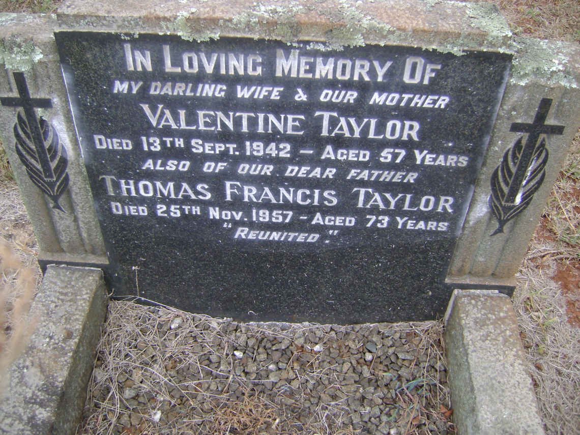 TAYLOR Thomas Francis -1957 &amp; Valentine -1942