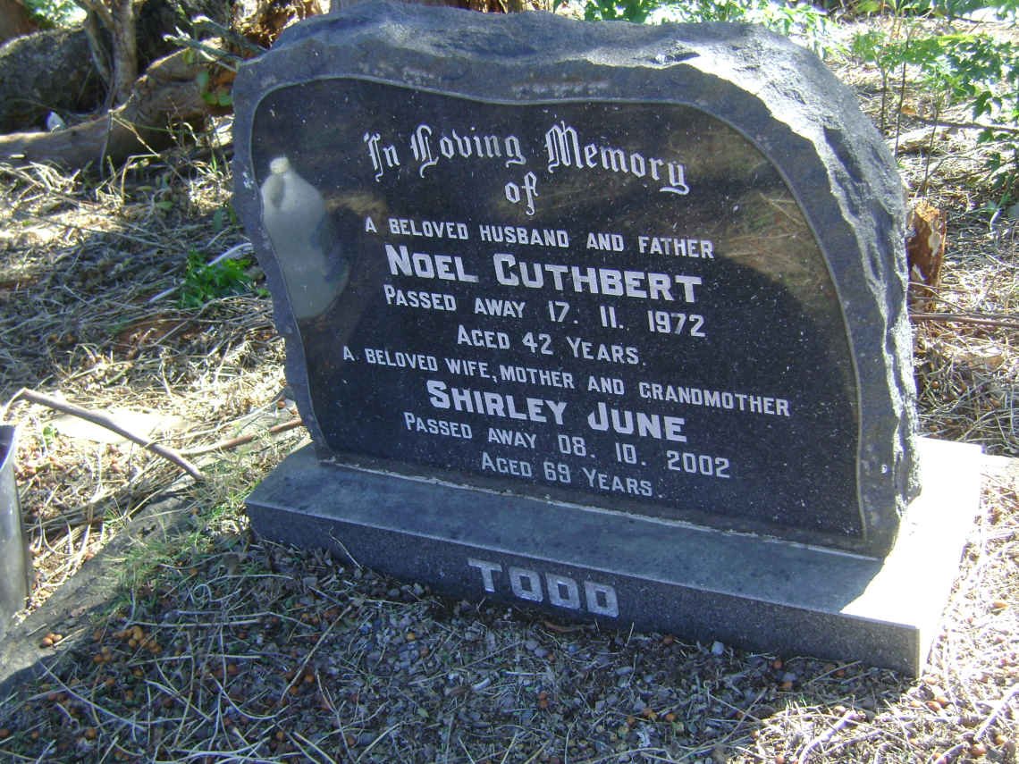 TODD Noel Cuthbert -1972 &amp; Shirley June -2002