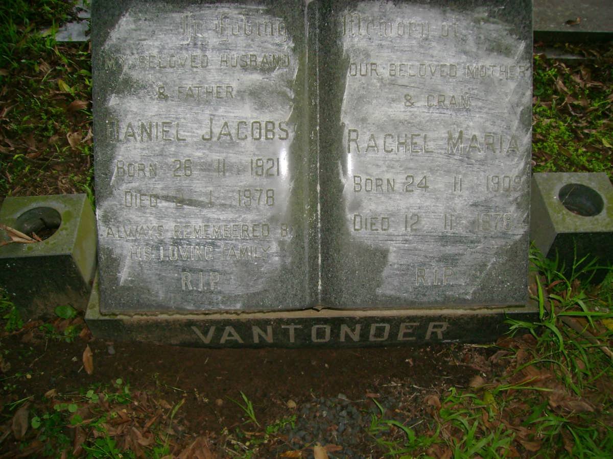 TONDER Daniel Jacobs, van 1921-1978 &amp; Rachel Maria 1909-1978