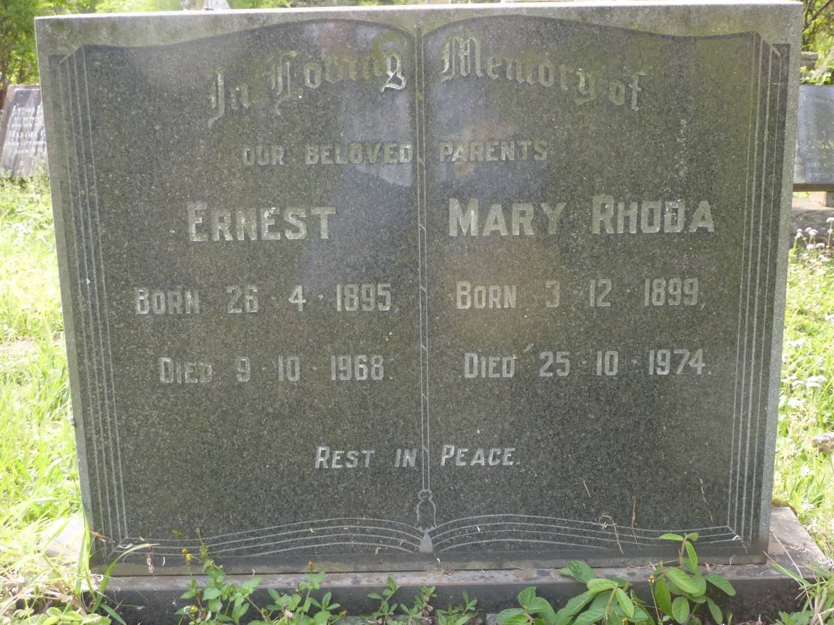 TOPE Ernest 1895-1968 &amp; Mary Rhoda 1899-1974