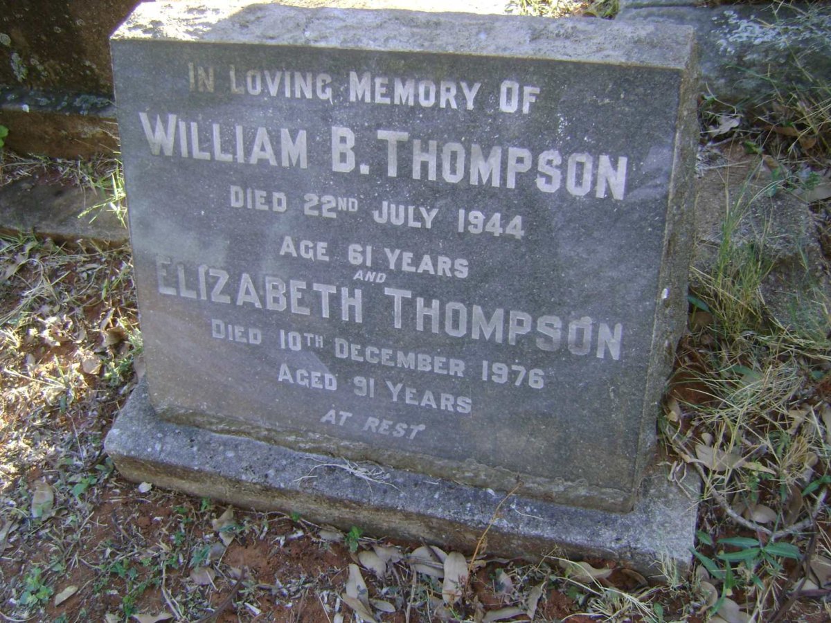 THOMPSON William B. -1944 &amp; Elizabeth -1976