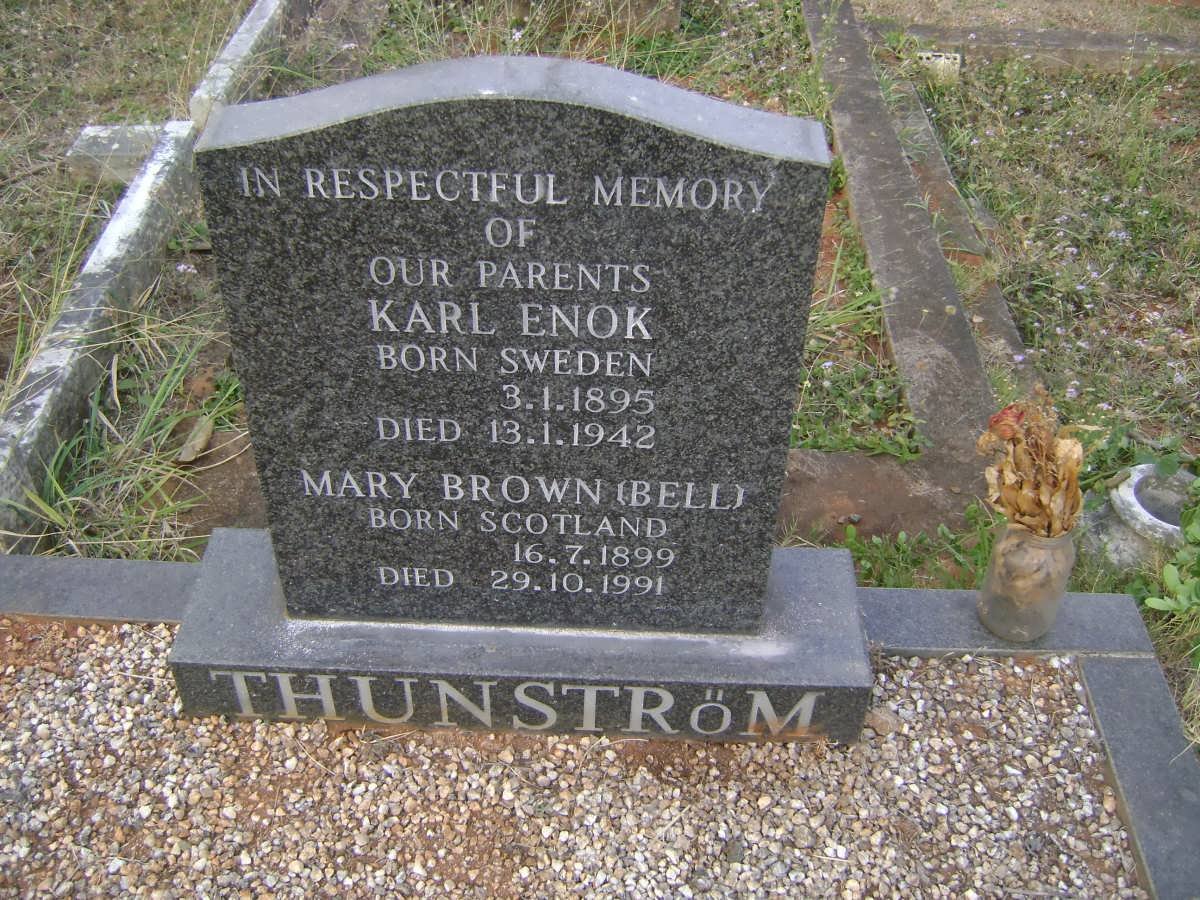 THUNSTROM Karl Enok 1895-1942 &amp; Mary Brown BELL 1899-1991
