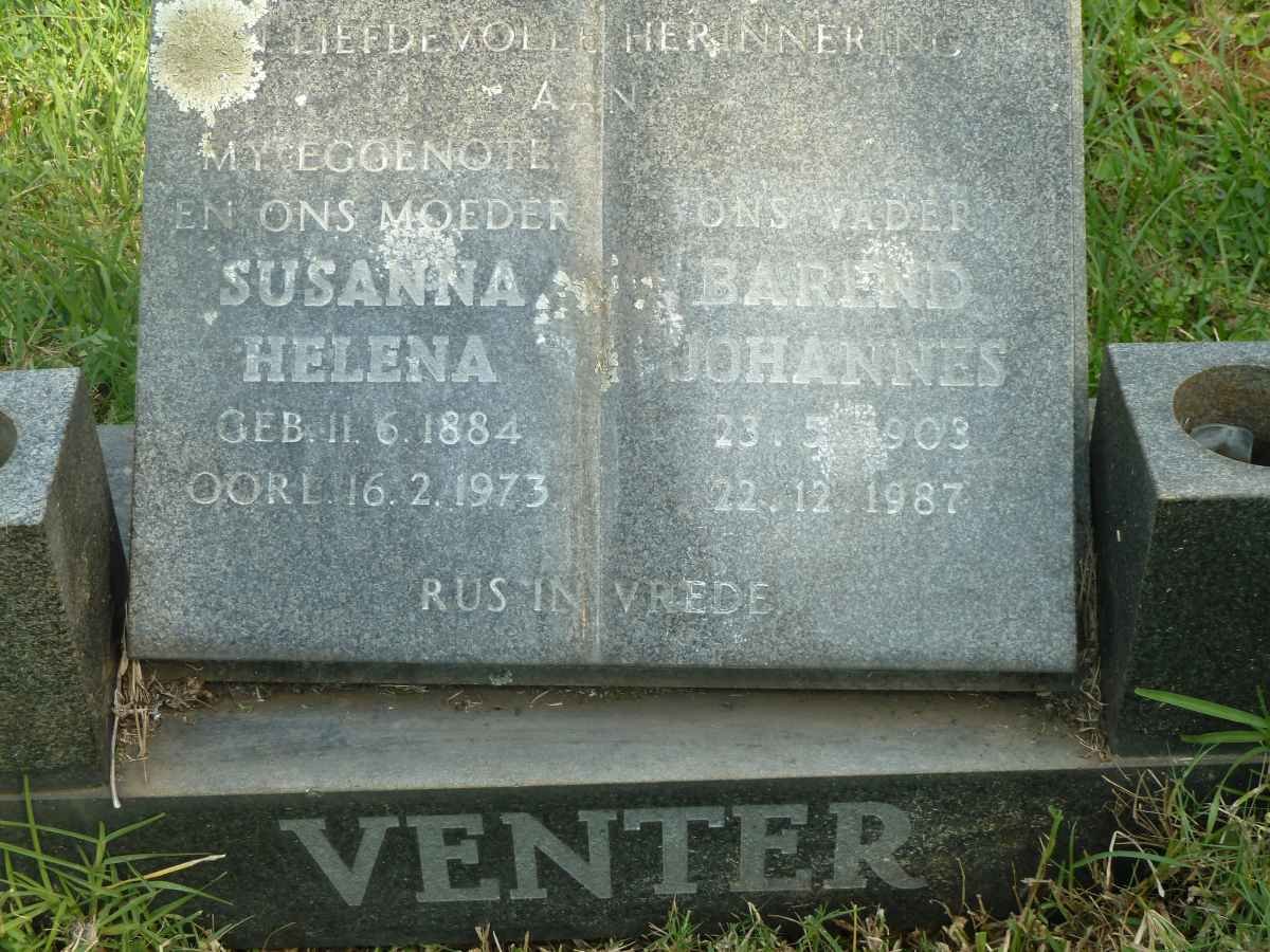 VENTER Barend Johannes 1903-1987 &amp; Susanna Helena 1884-1973