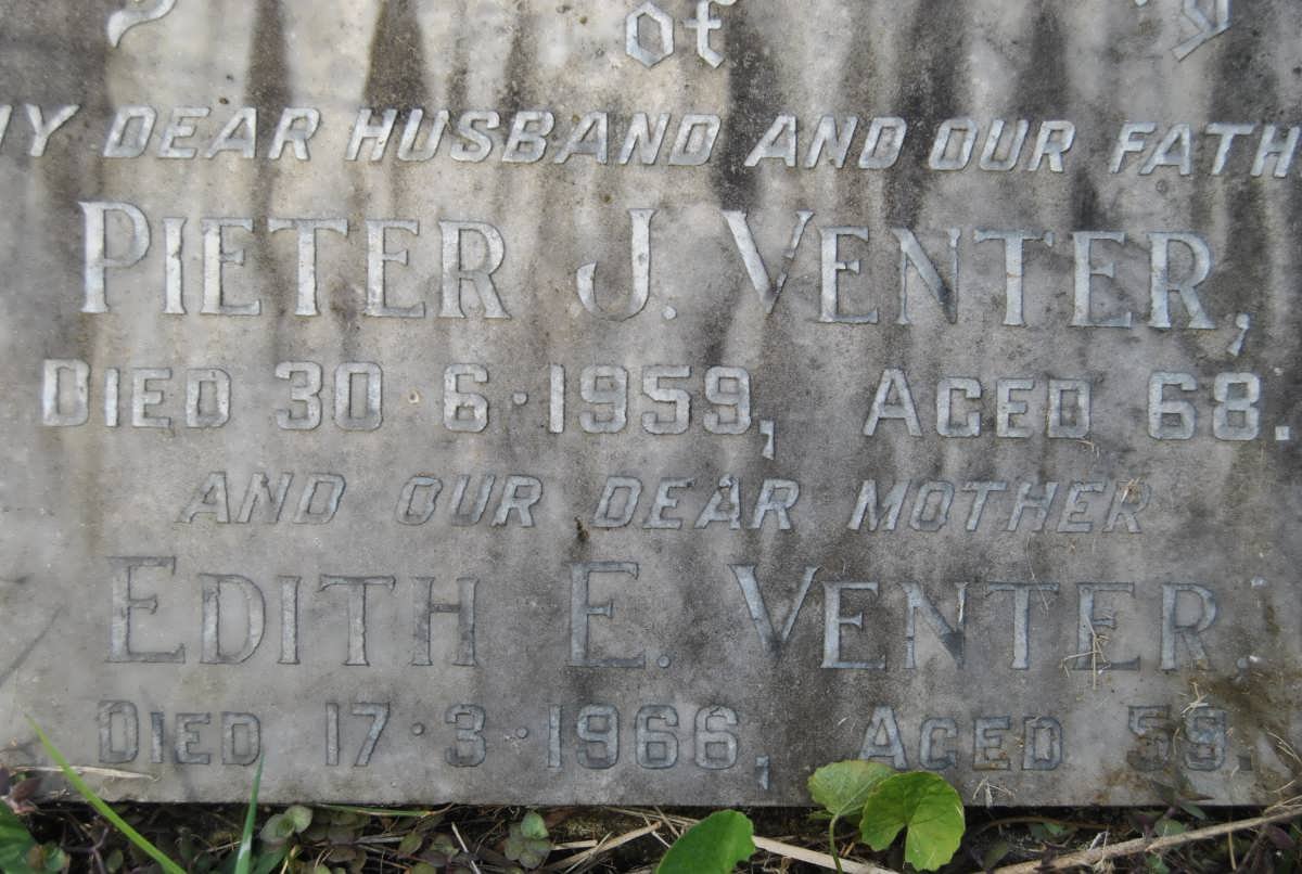 VENTER Pieter J. -1959 &amp; Edith E. -1966