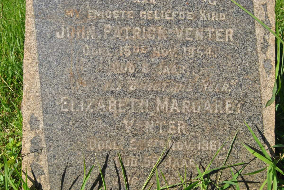 VENTER John Patrick -1954 &amp; Elizabeth Margaret -1961